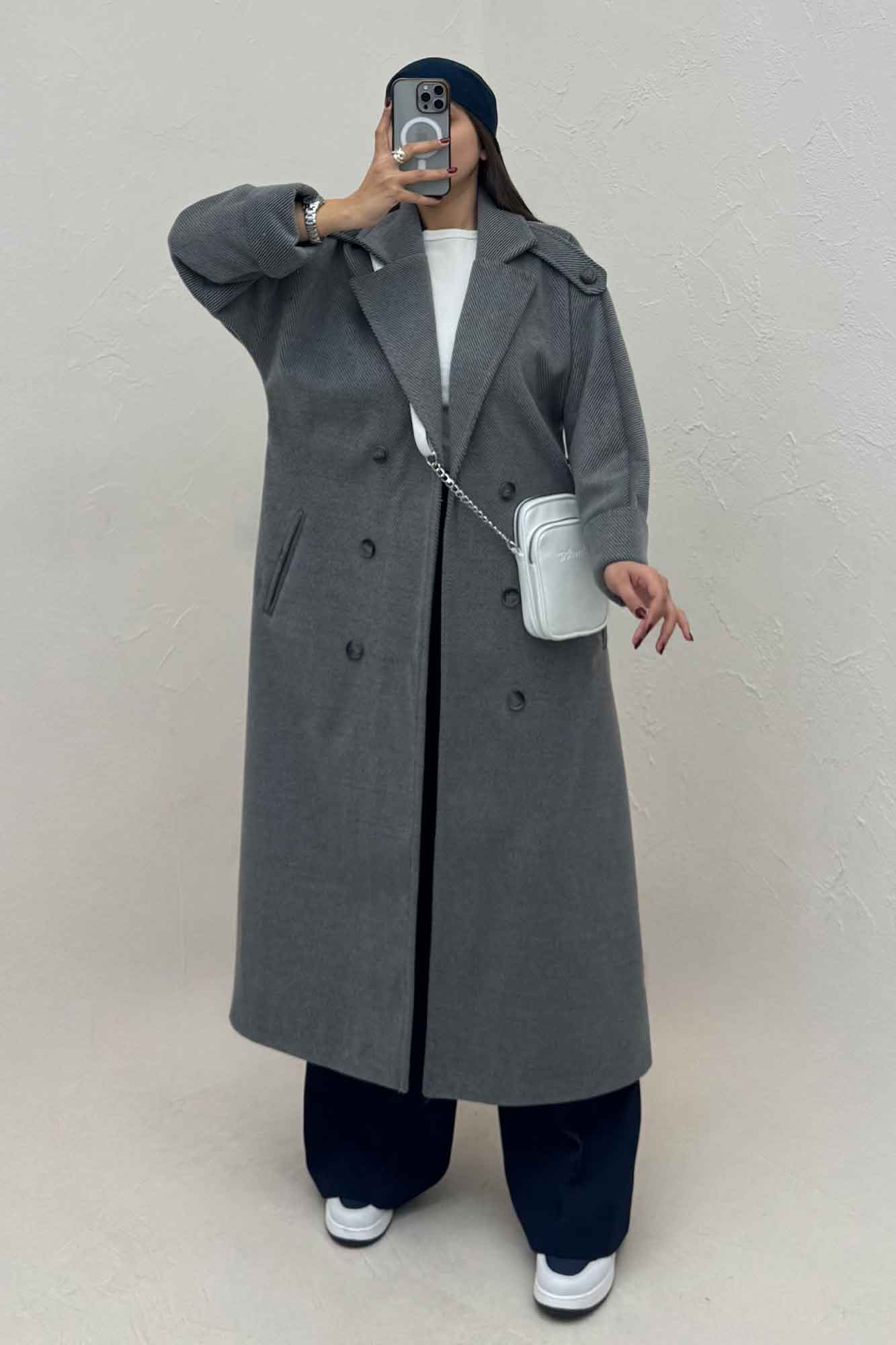 پالتو فوتر کجراه مج پاکتی آستردار 