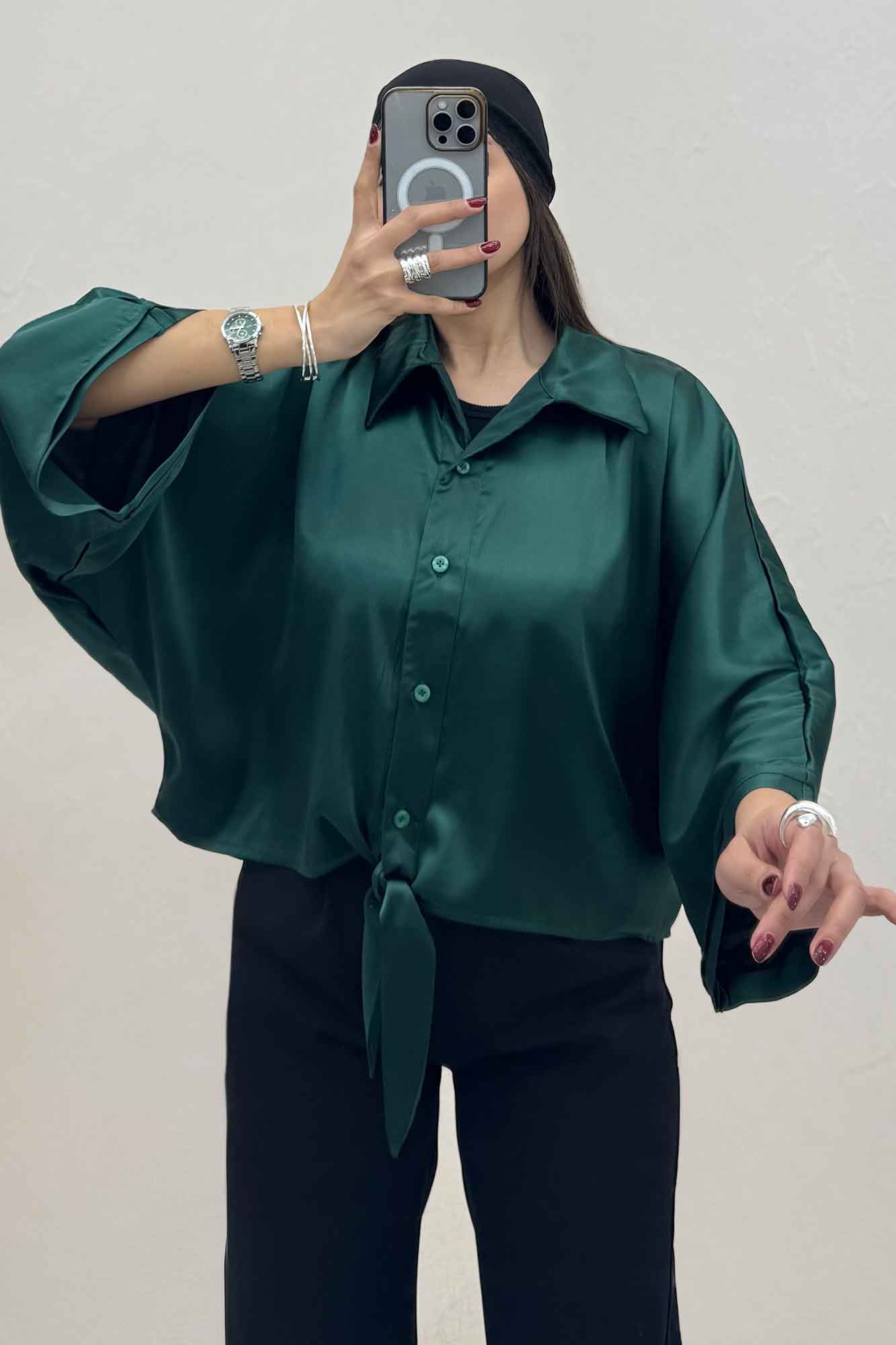 شومیز ساتن پایین گره ای یلدایی