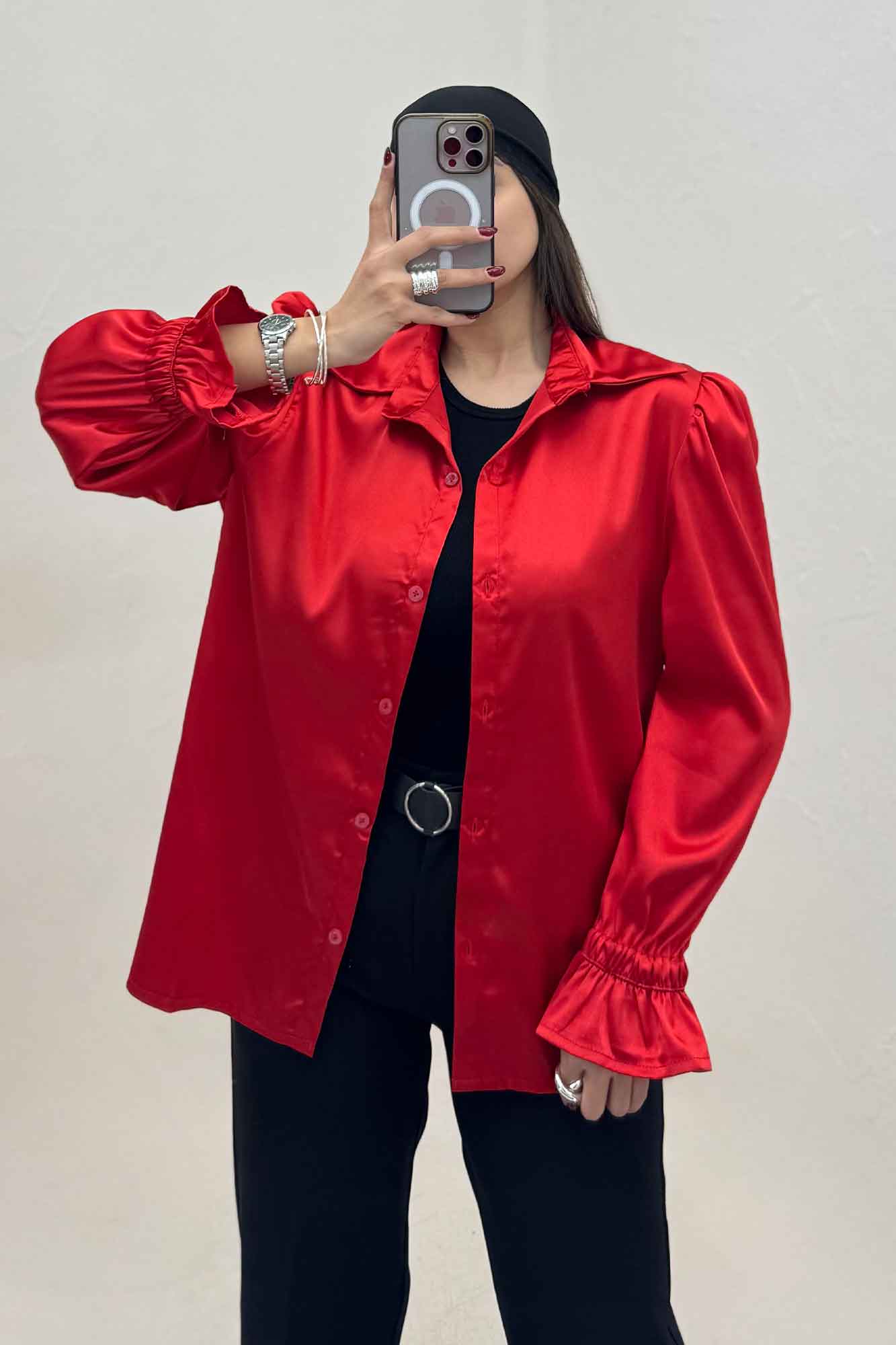 شومیز ساتن آستین کش یلدایی