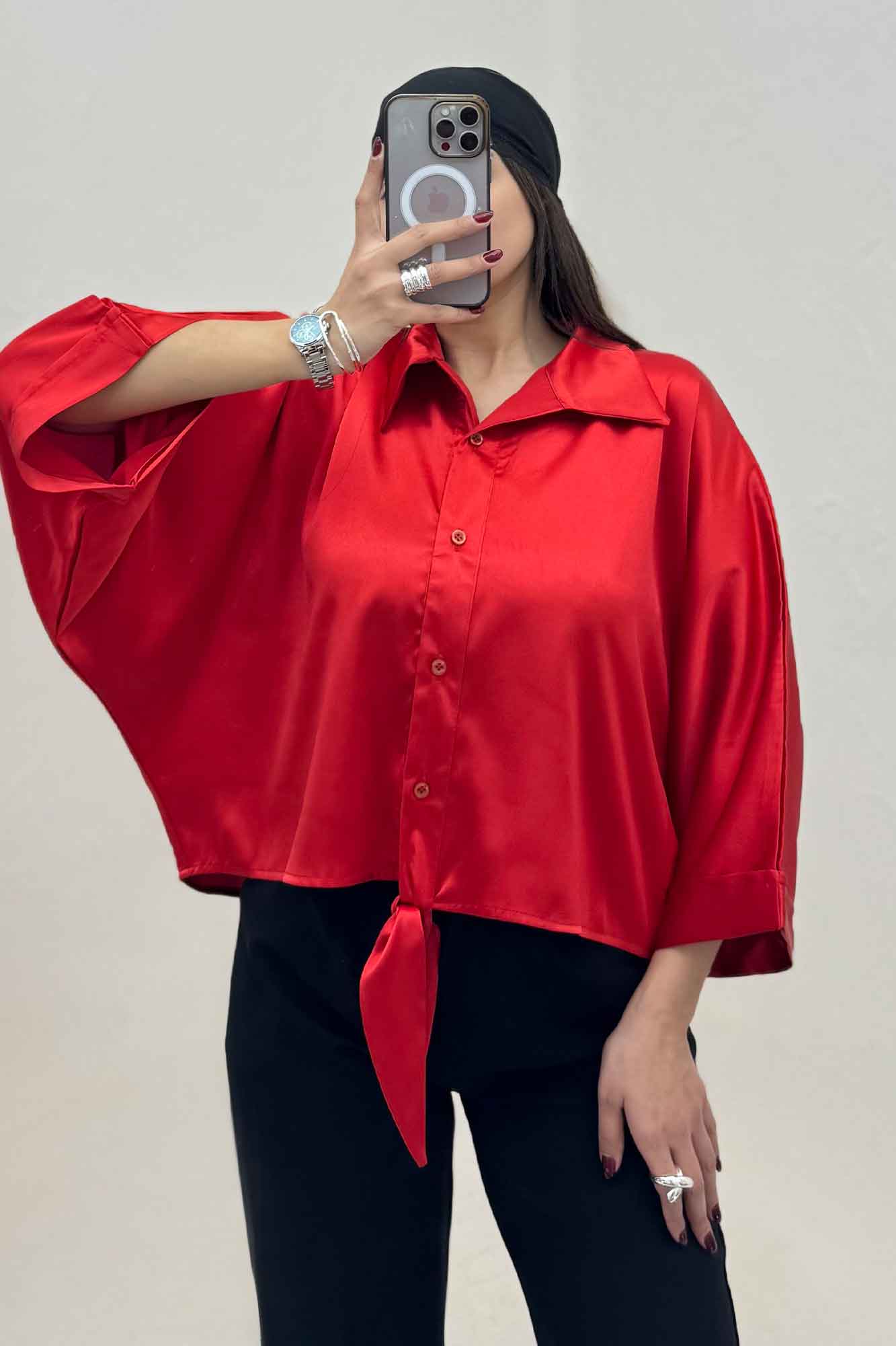 شومیز ساتن پایین گره ای یلدایی