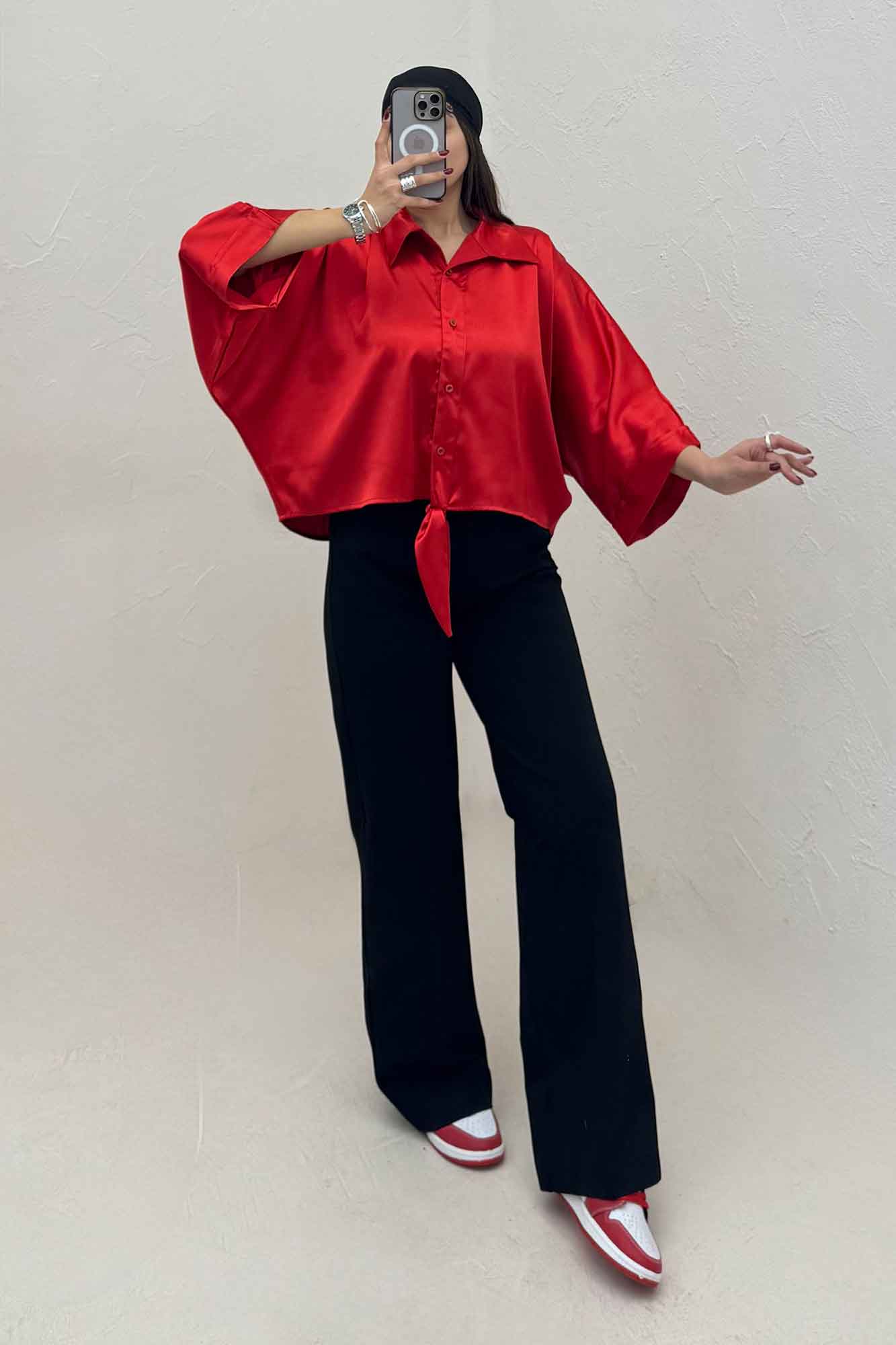 شومیز ساتن پایین گره ای یلدایی