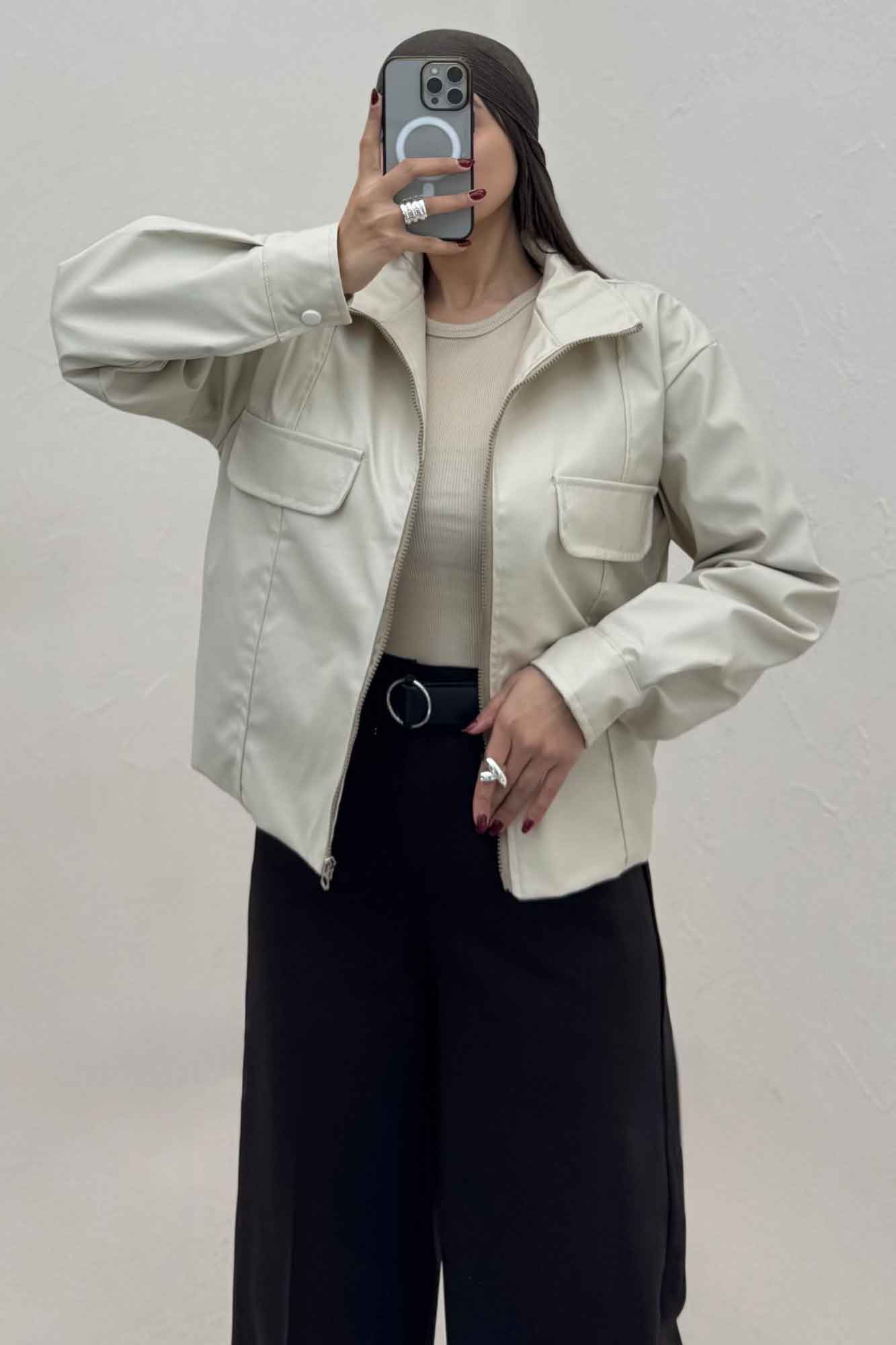 کت چرم دو در جیب کد 472