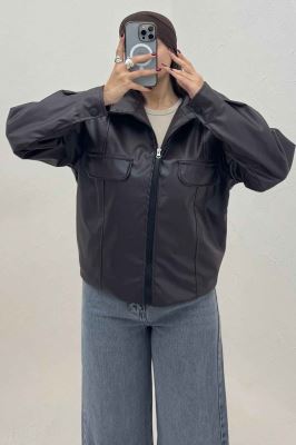 کت چرم دو در جیب کد 472