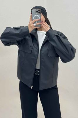 کت چرم دو در جیب کد 472