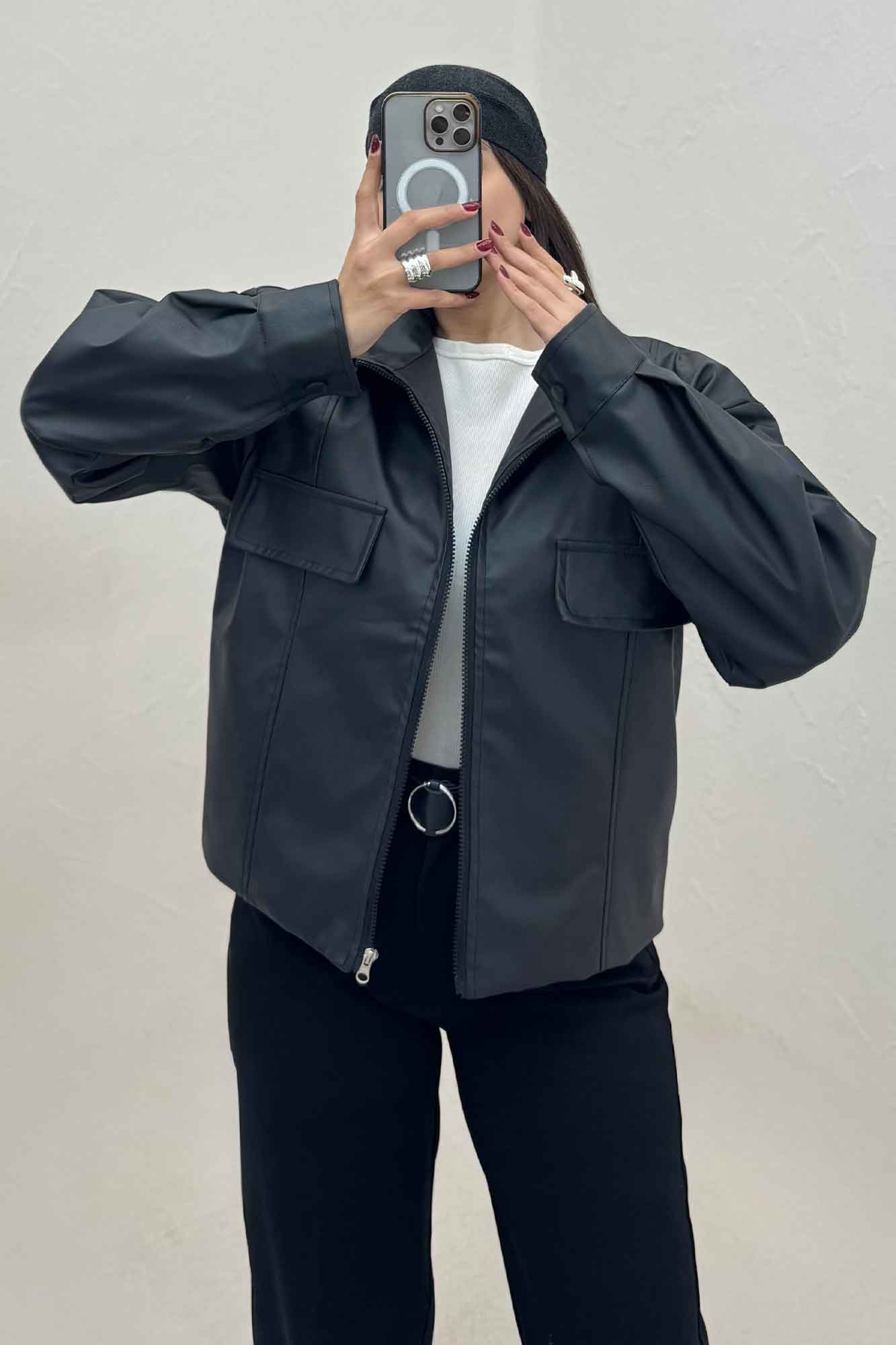 کت چرم دو در جیب کد 472