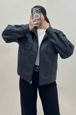 کت چرم دو در جیب کد 472