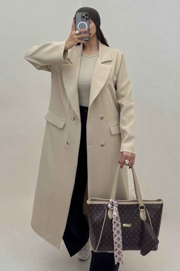 مانتو بلند مازراتی پشت چاکدار