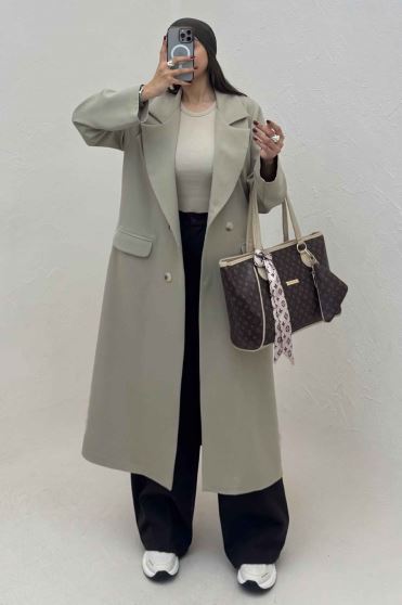 مانتو بلند مازراتی پشت چاکدار