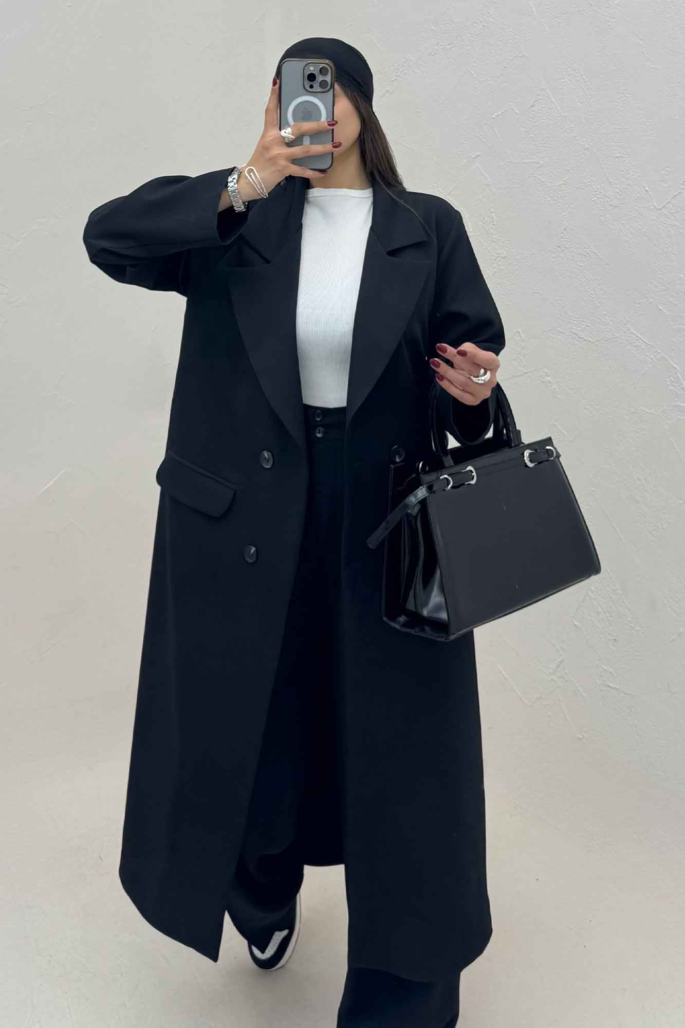 مانتو بلند مازراتی پشت چاکدار