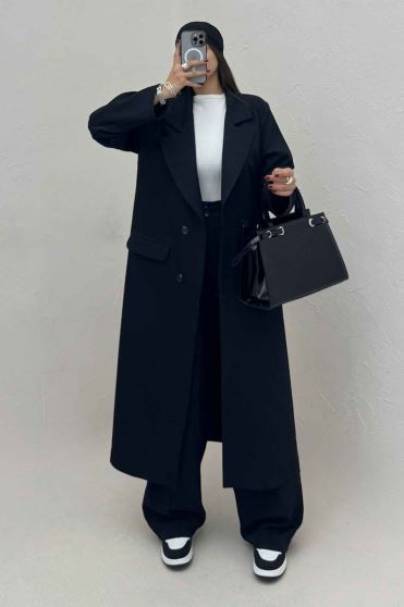 مانتو بلند مازراتی پشت چاکدار