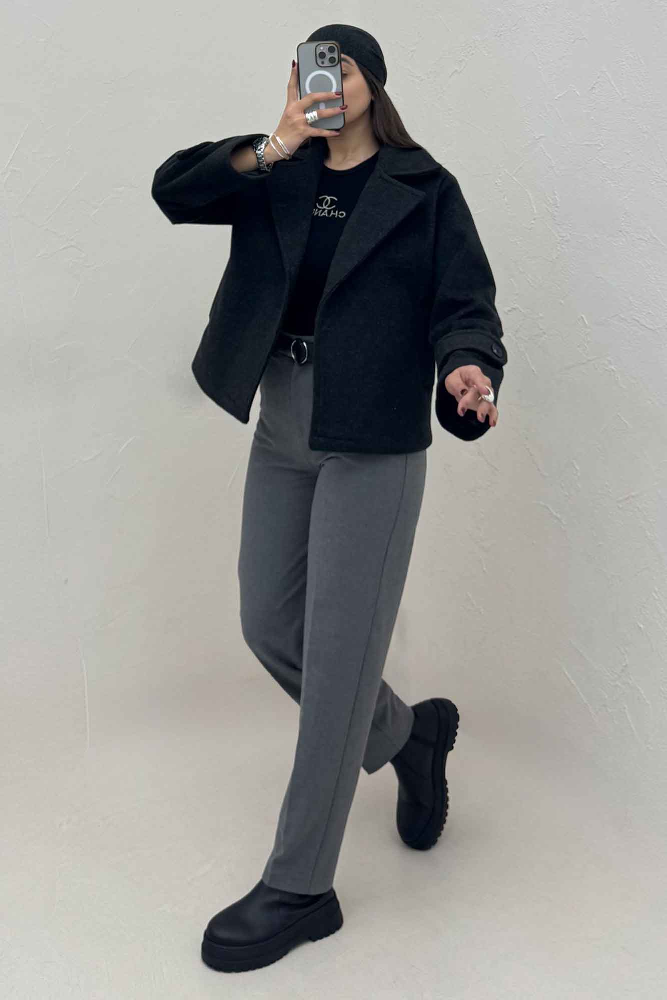 کت فوتر کشمیر یقه انگلیسی آستردار