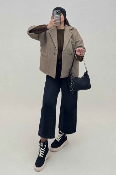 کت فوتر کشمیر آستردار دو دکمه 