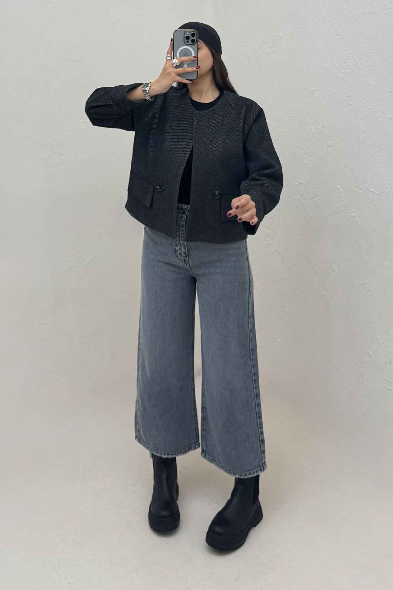 کت فوتر کجراه آستردار دو در جیب