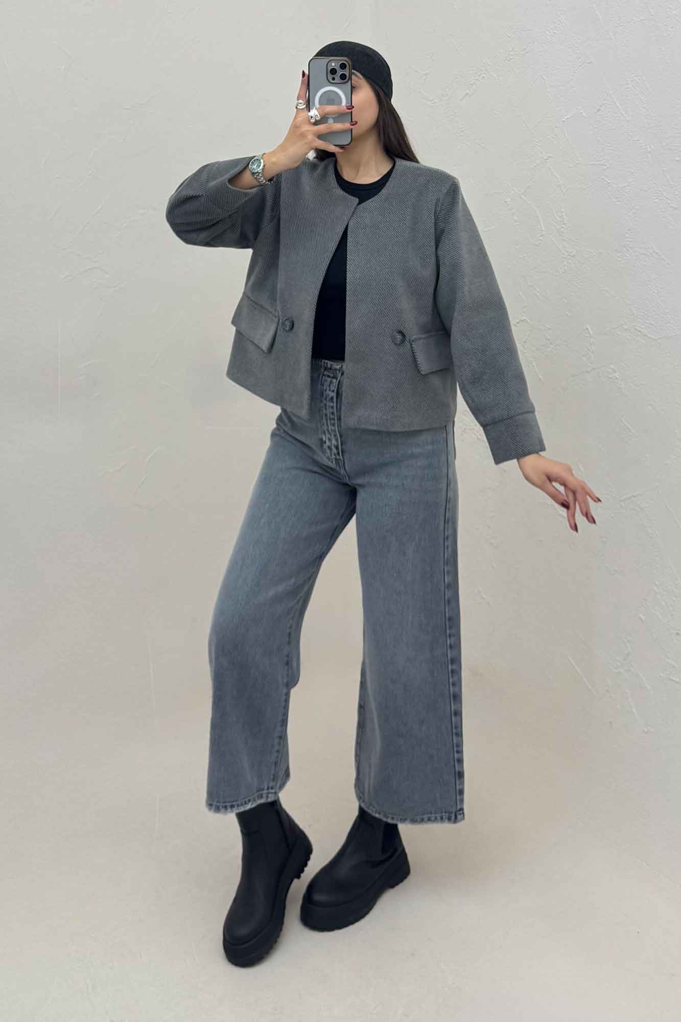 کت فوتر کجراه آستردار دو در جیب