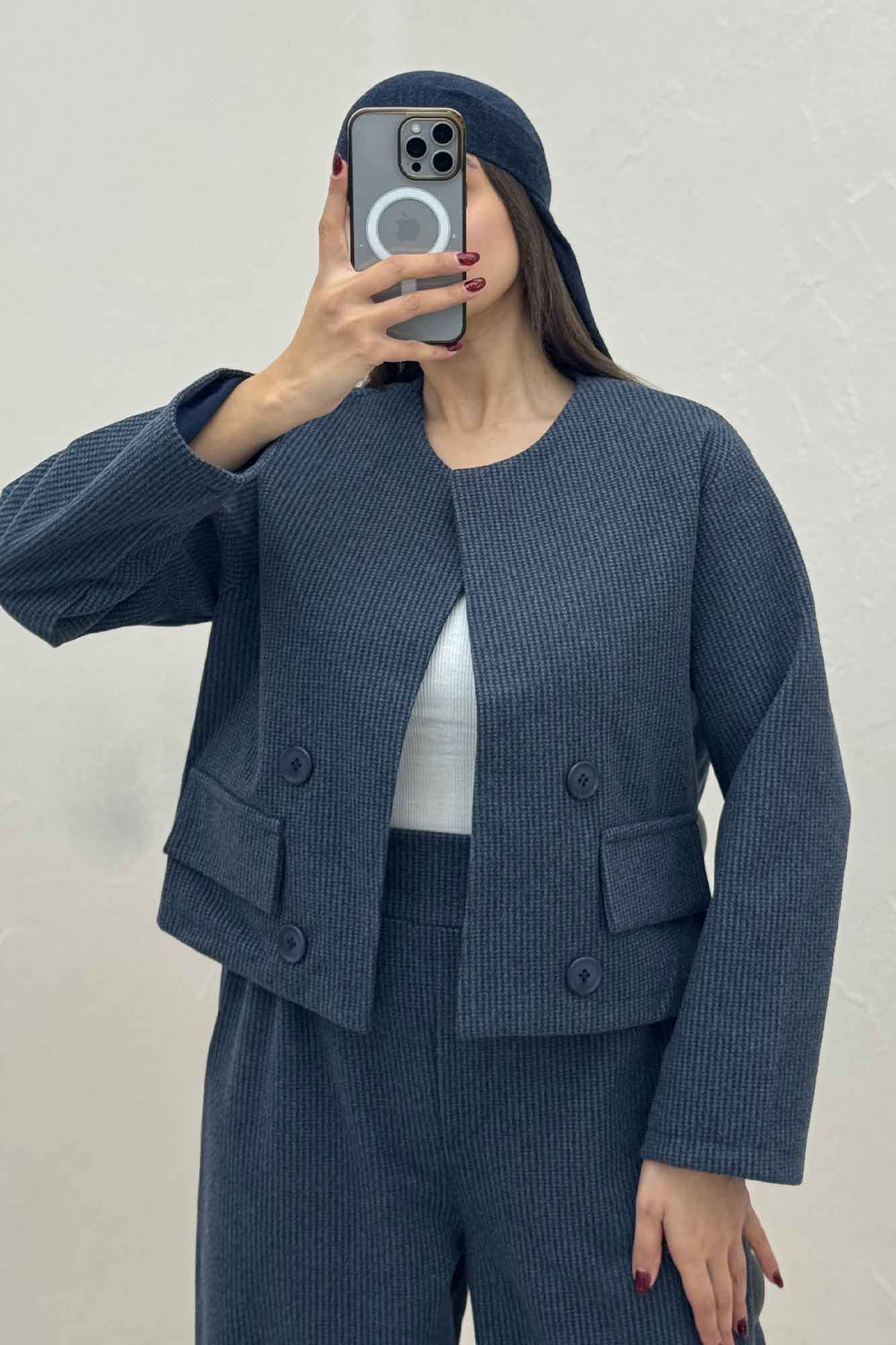 ست کت و شلوار پیردوپل ریز آستردار