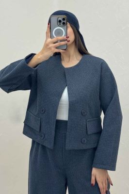 ست کت و شلوار پیردوپل ریز آستردار