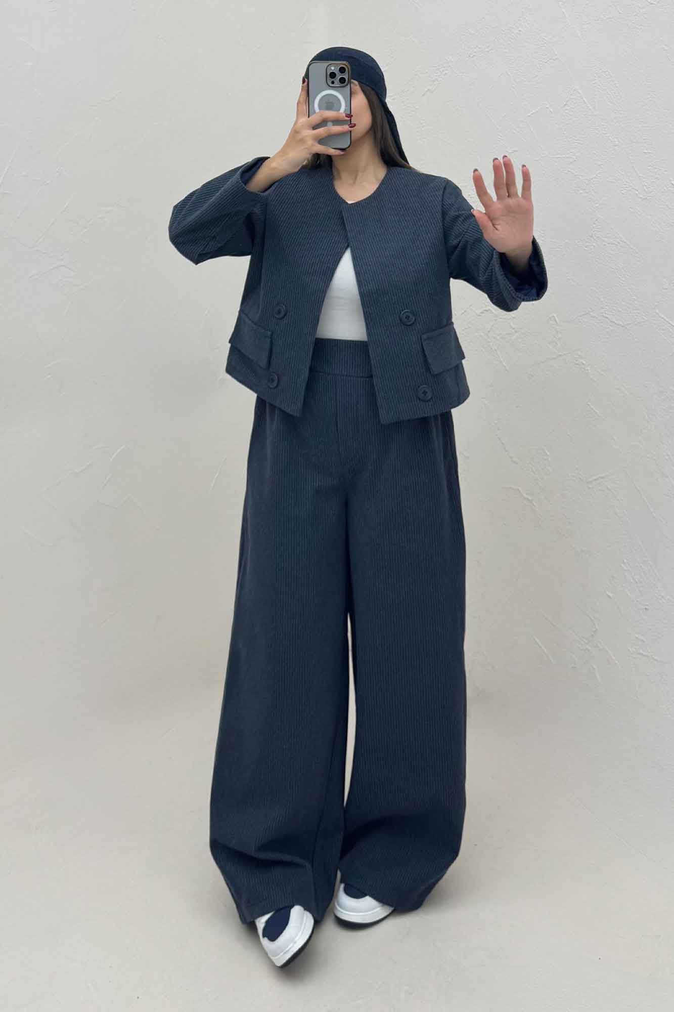 ست کت و شلوار پیردوپل ریز آستردار