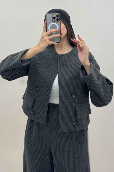 ست کت و شلوار پیردوپل ریز آستردار