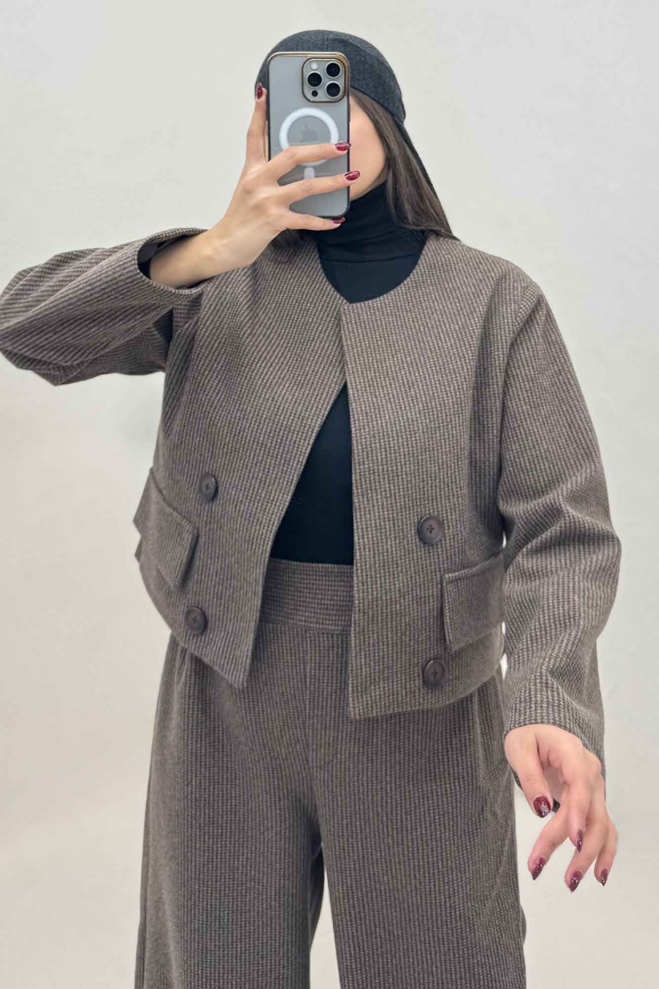 ست کت و شلوار پیردوپل ریز آستردار