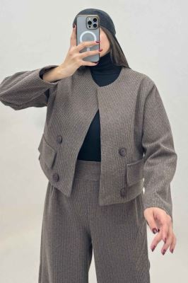 ست کت و شلوار پیردوپل ریز آستردار