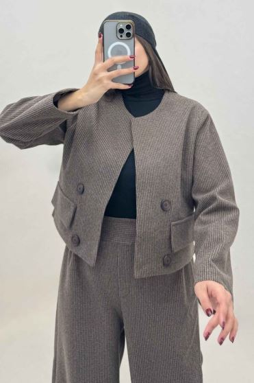 ست کت و شلوار پیردوپل ریز آستردار