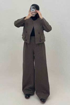 ست کت و شلوار پیردوپل ریز آستردار