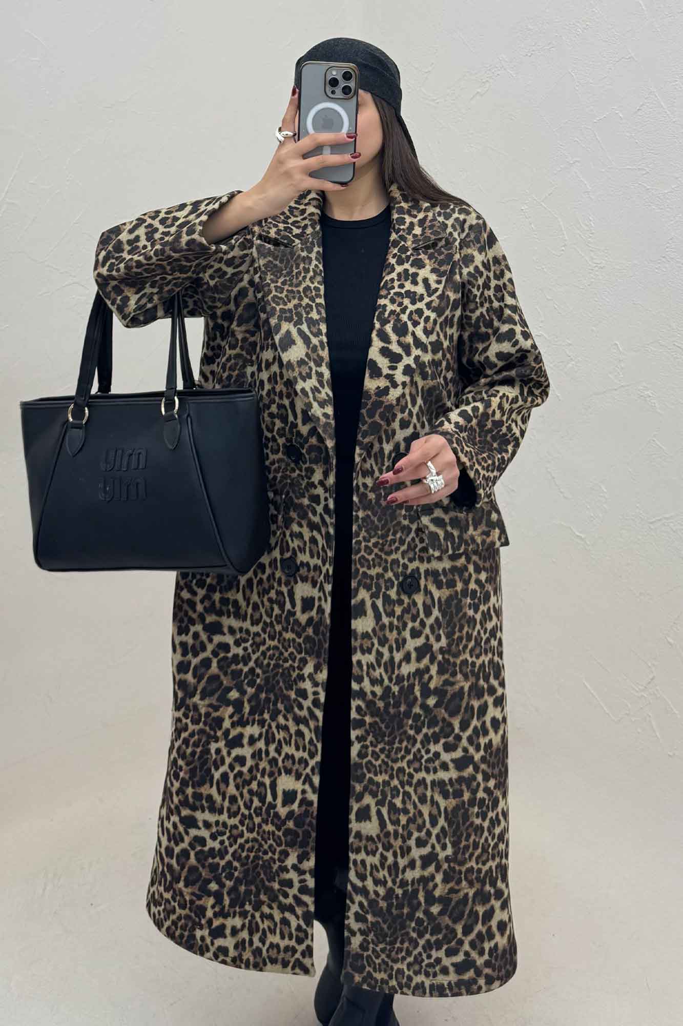 پالتو فوتر بلند پلنگی آستردار