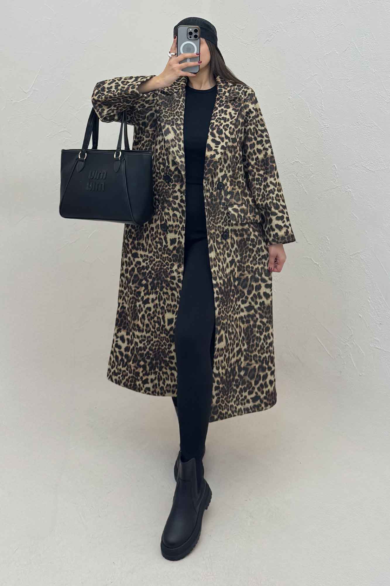 پالتو فوتر بلند پلنگی آستردار