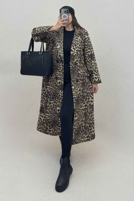 پالتو فوتر بلند پلنگی آستردار