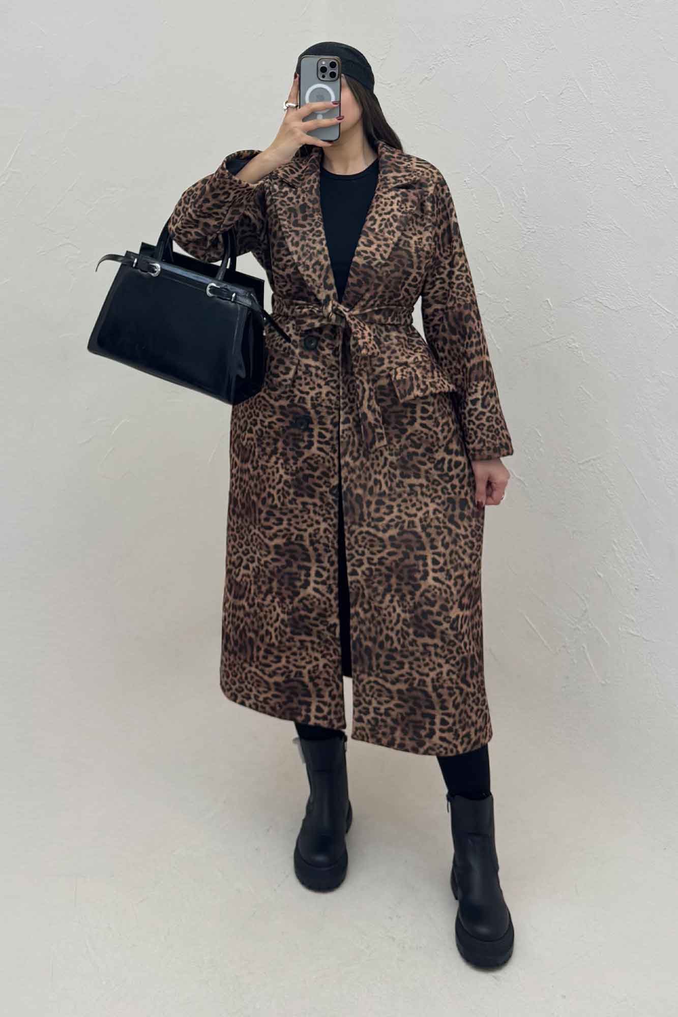 پالتو فوتر بلند پلنگی آستردار