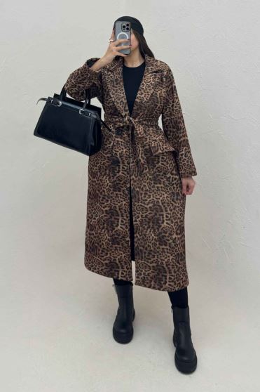 پالتو فوتر بلند پلنگی آستردار