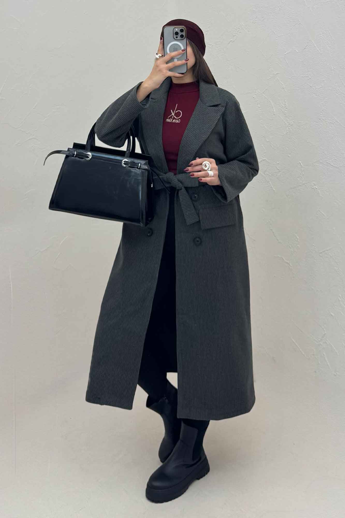 پالتو فوتر بلند پیردوپل ریز آستردار