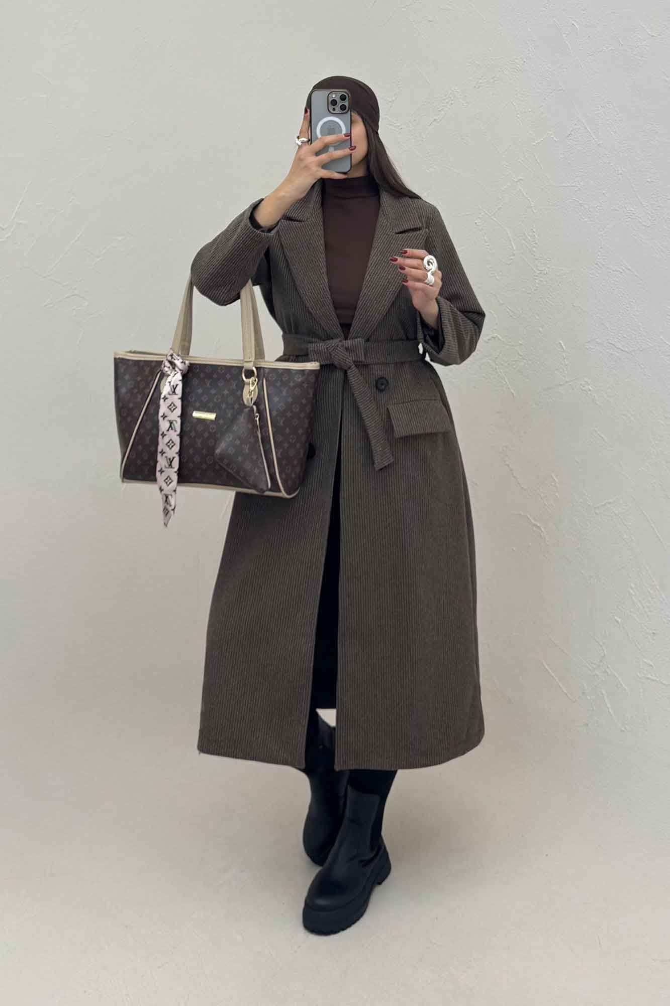 پالتو فوتر بلند پیردوپل ریز آستردار