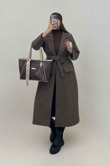 پالتو فوتر بلند پیردوپل ریز آستردار