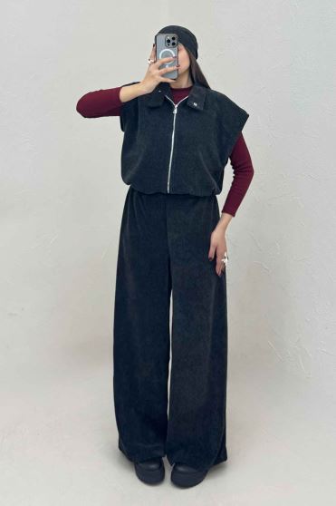 ست وست و شلوار کبریتی اویشو آستردار