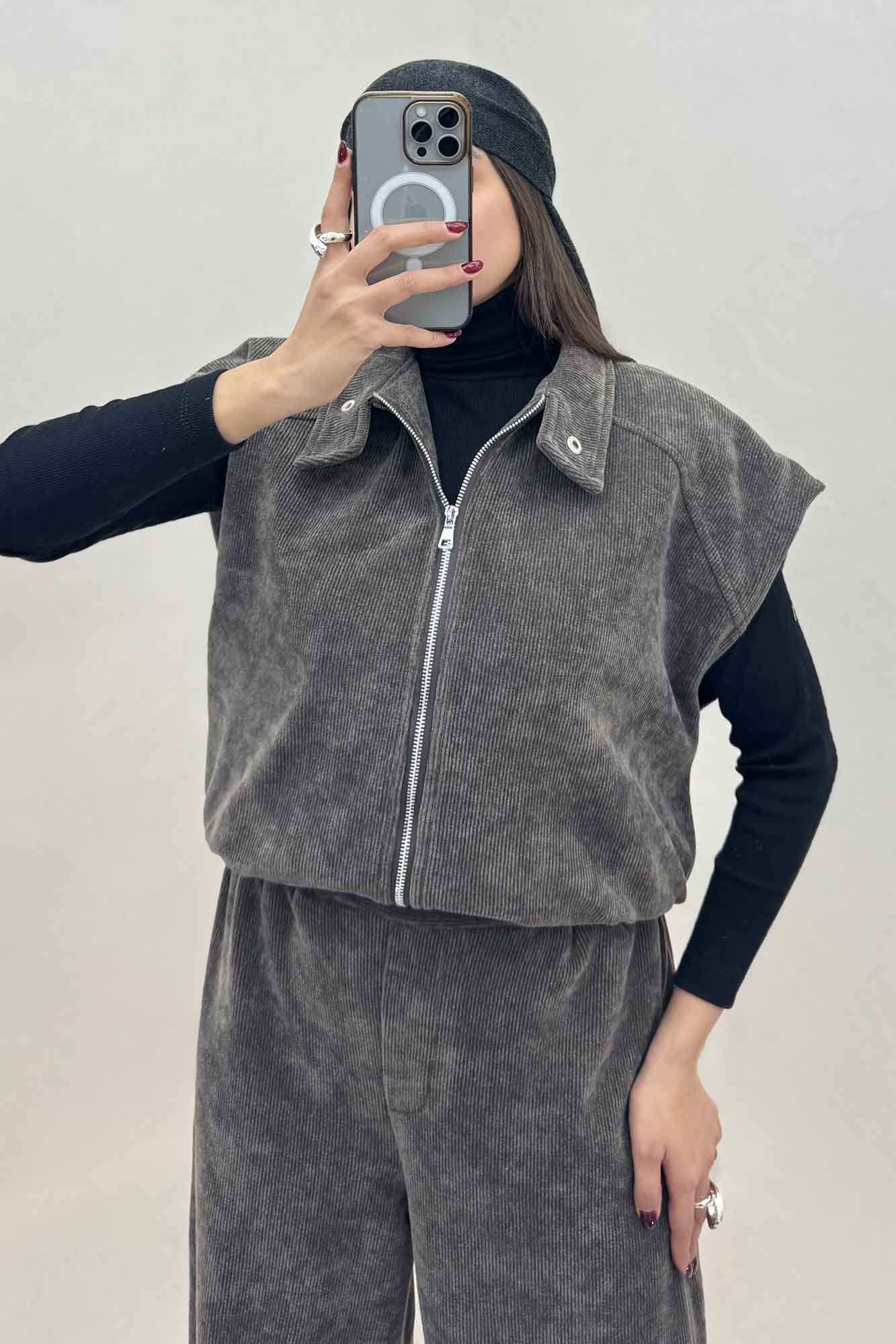 ست وست و شلوار کبریتی اویشو آستردار