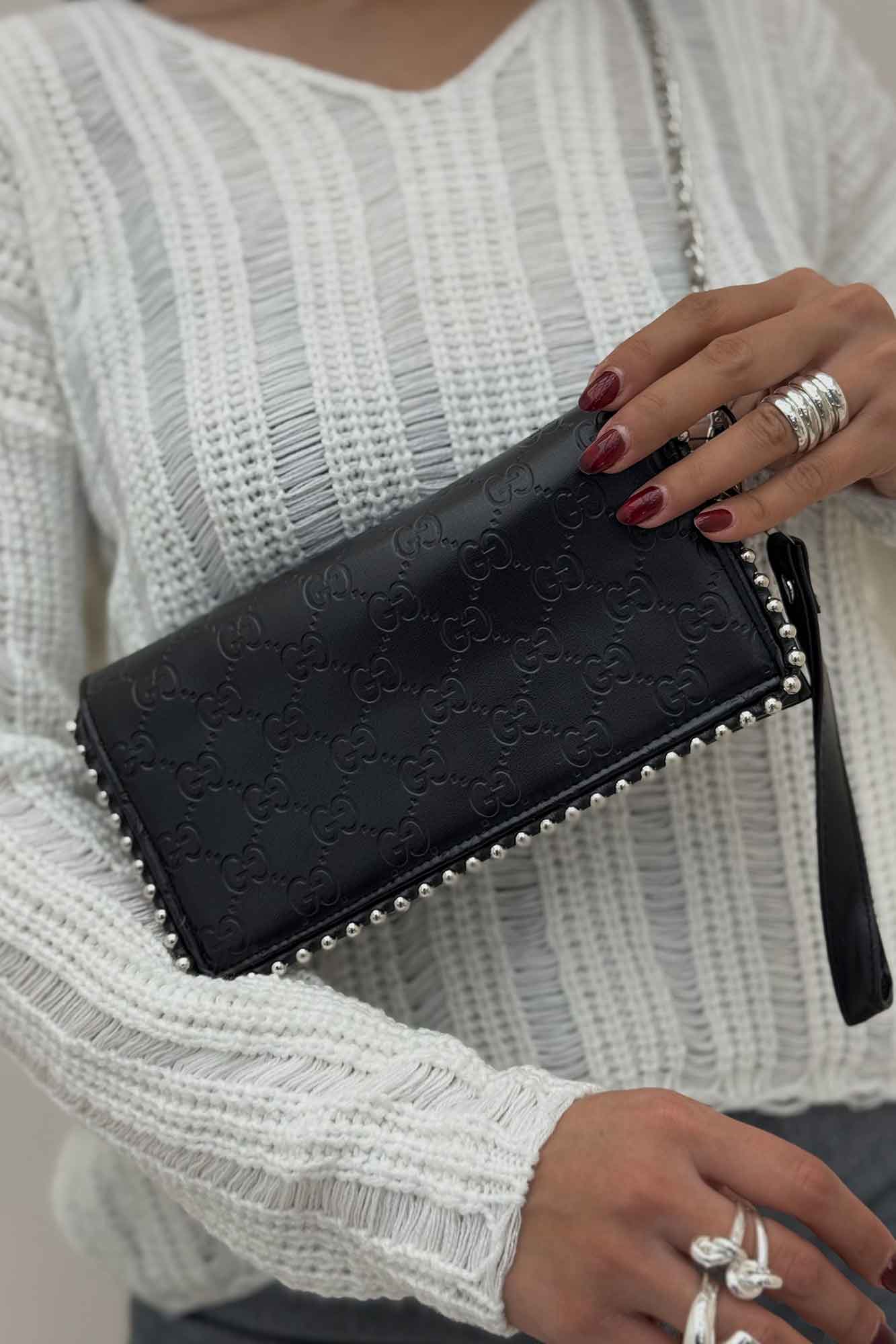 کیف پاسپورتی سه خانه دور مروارید 4295