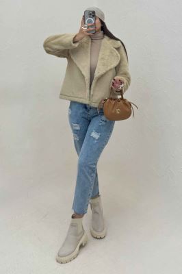 کت پوست آستردار یقه انگلیسی