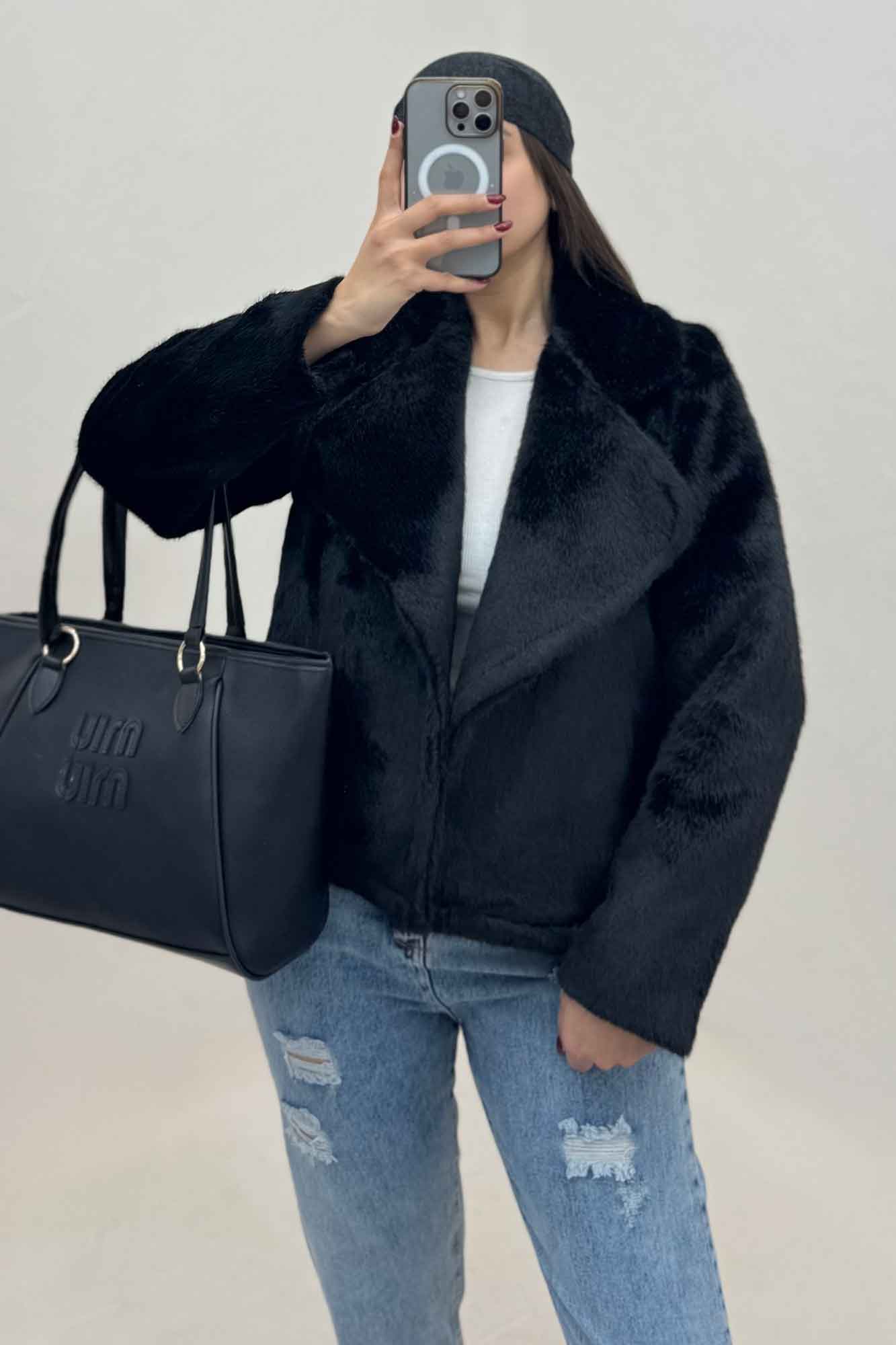 کت پوست آستردار یقه انگلیسی