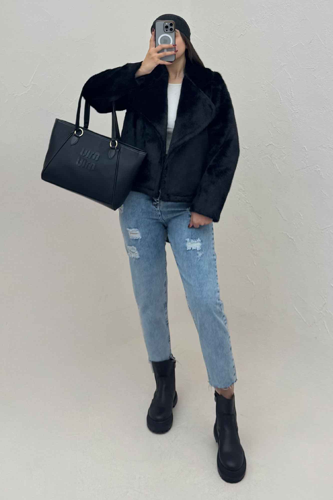 کت پوست آستردار یقه انگلیسی