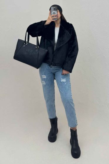 کت پوست آستردار یقه انگلیسی