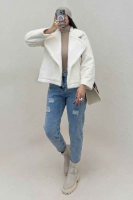 کت پوست آستردار یقه انگلیسی