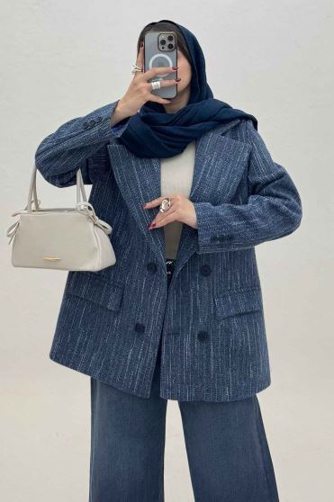 کت فوتر خط چین آستردار پشت چاکدار