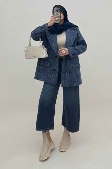 کت فوتر خط چین آستردار پشت چاکدار