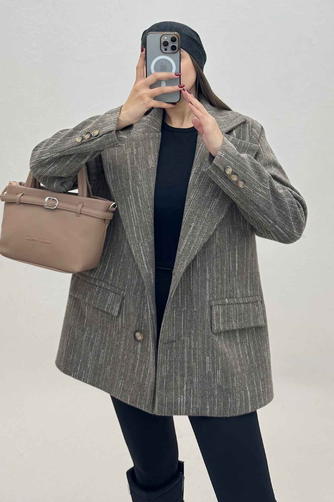 کت فوتر خط چین آستردار پشت چاکدار