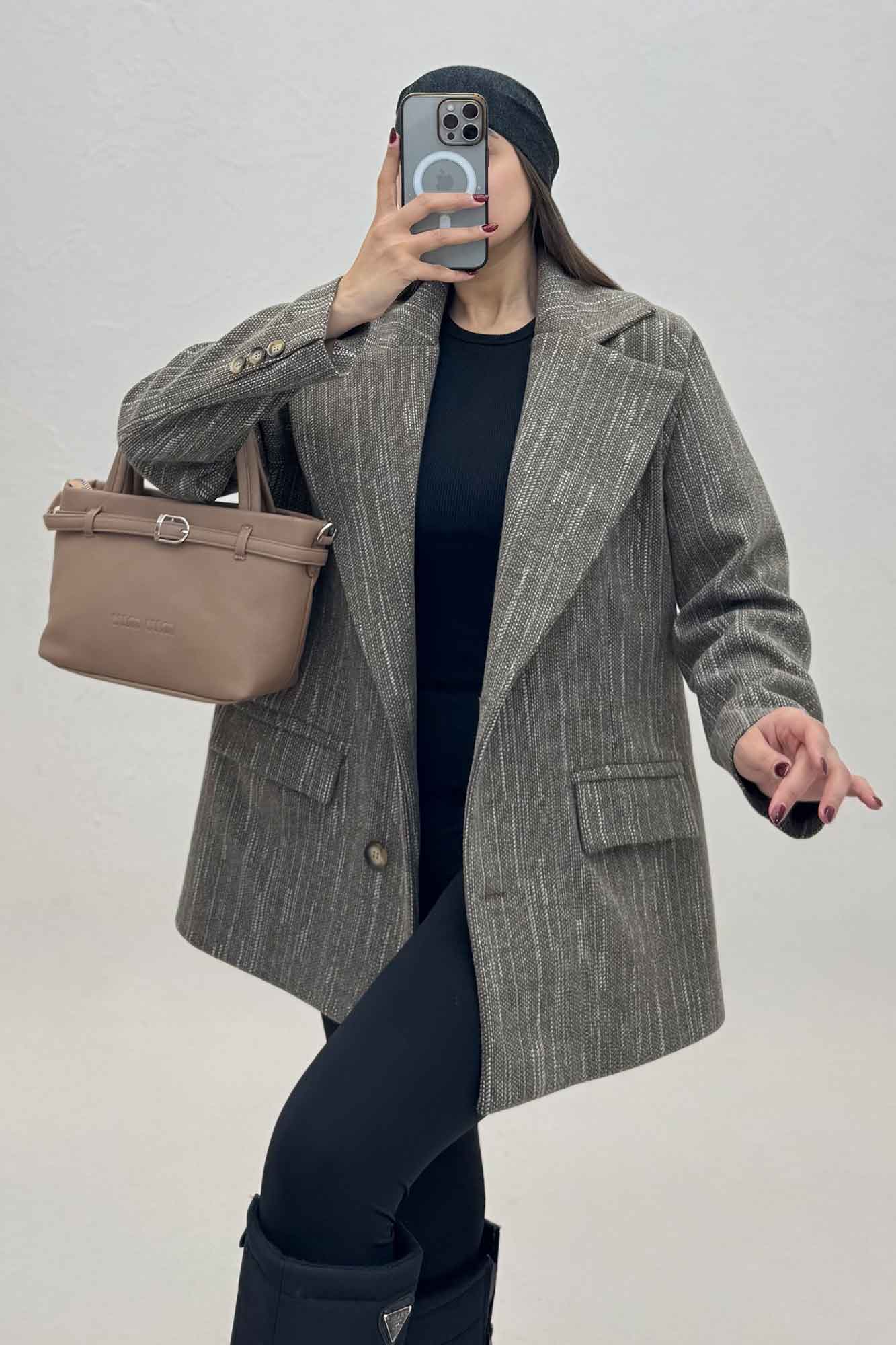 کت فوتر خط چین آستردار پشت چاکدار