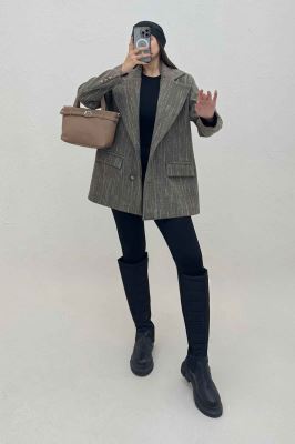 کت فوتر خط چین آستردار پشت چاکدار