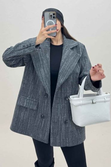 کت فوتر خط چین آستردار پشت چاکدار