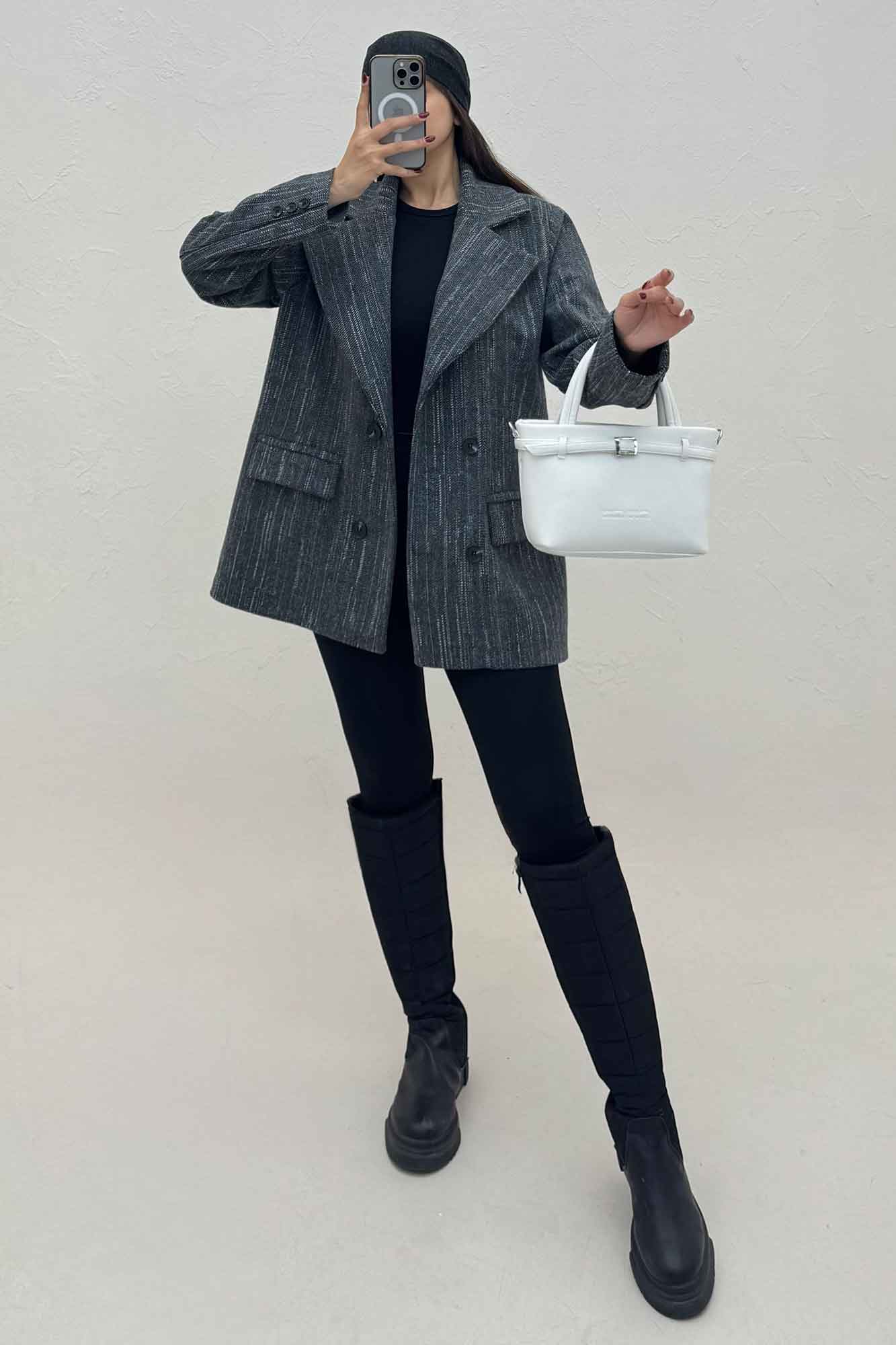 کت فوتر خط چین آستردار پشت چاکدار