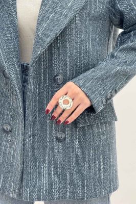 کت فوتر خط چین آستردار پشت چاکدار